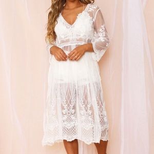 Peach Love Boutique White Lace Swim Cover Up